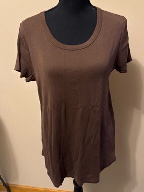 J. Jill Brown Scoop Neck Short Sleeve Tee